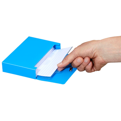 Artikelbild 2 für M&M Karteikasten DIN A7 für 100 Karteikarten ocean-blue ohne Deckel, Artikelnummer 380143