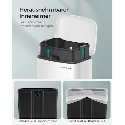 Artikelbild 3 für SONGMICS Mülleimer 30,0 l weiß, 1 St., Artikelnummer 291532