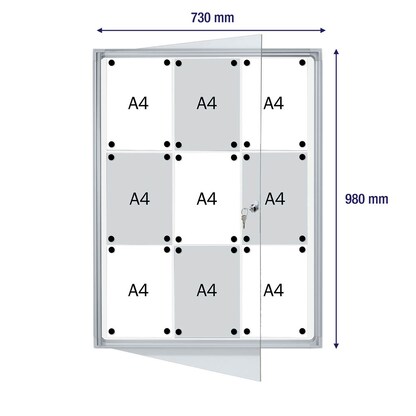 Artikelbild 9 für FRANKEN Schaukasten X-tra!Line silber 9x DIN A4 73,0 x 3,5 x 98,0 cm, 1 St., Artikelnummer 534077