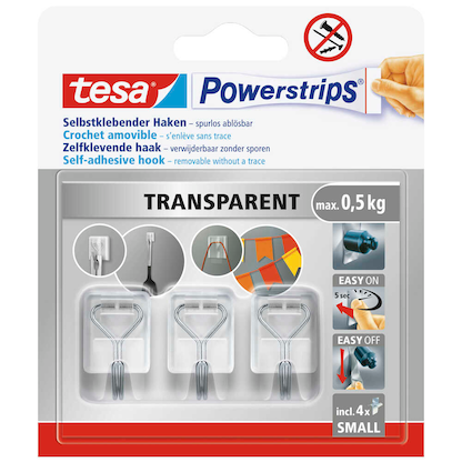 Artikelbild für tesa Powerstrips Klebehaken für max. 0,5 kg, 3,5 x 6,0 cm, 3 St., Artikelnummer 464582
