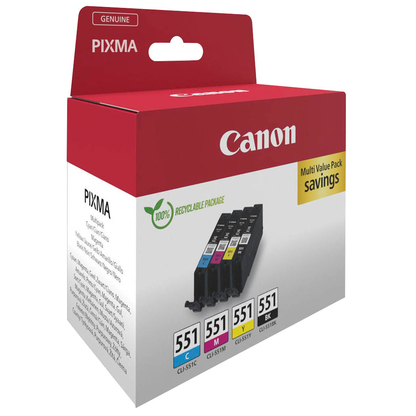 Artikelbild 2 für Canon CLI-551 BK/C/M/Y schwarz, cyan, magenta, gelb Druckerpatronen, 4er-Set, Artikelnummer 207437