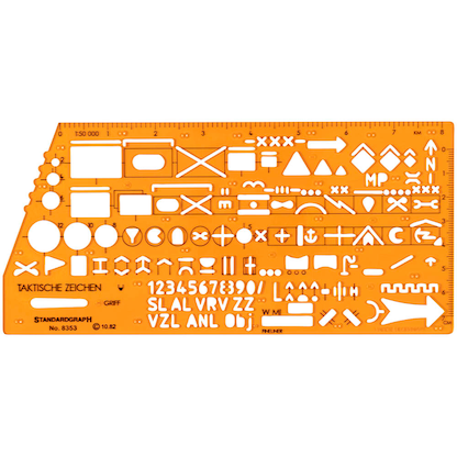 Artikelbild für STANDARDGRAPH Zeichenschablone Taktische Zeichen NATO 8353 orange, Artikelnummer 712477