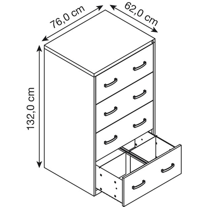 Artikelbild 2 für Gürkan Hängeregistraturschrank silber, ahorn 4 Schubladen 76,0 x 62,0 x 132,0 cm, 1 St., Artikelnummer 267609