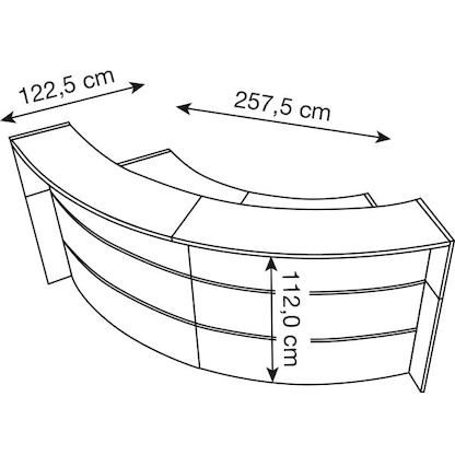 Artikelbild 2 für Kerkmann Empfangstheke BARI gebogen, weiß, anthrazit 257,5 x 122,5 x 112,0 cm, Artikelnummer 690356