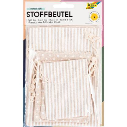 Artikelbild für folia Stoffsäckchen mit Motiv Streifen und Punkte 8,0/10,0/13,0 x 10,0/130,/18,0 cm, 1 Pack, Artikelnummer 479297