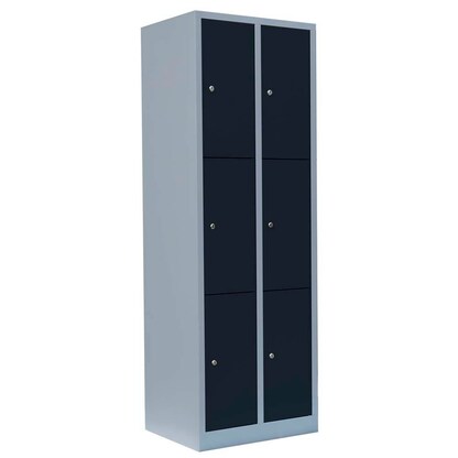 Artikelbild für LÜLLMANN Schließfachschrank anthrazit, lichtgrau 520328, 6 Schließfächer 60,0 x 50,0 x 180,0 cm, Artikelnummer 185839