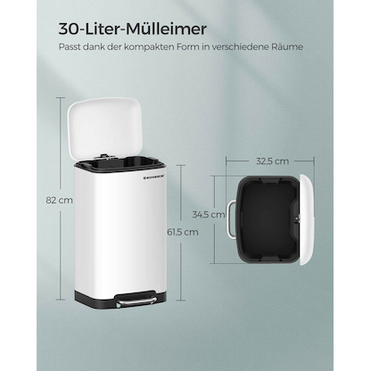 Artikelbild 9 für SONGMICS Mülleimer 30,0 l weiß, 1 St., Artikelnummer 291532