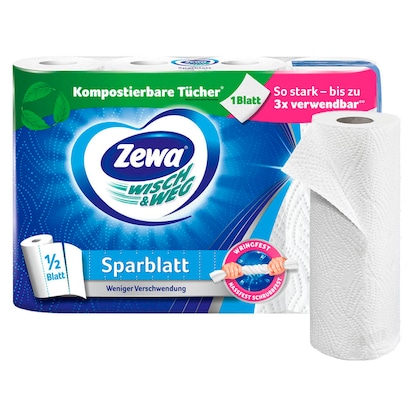 Artikelbild für Zewa Küchenrollen WISCH&WEG Sparblatt 2-lagig, 4 Rollen, Artikelnummer 511903
