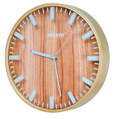 Artikelbild für PEWETA Funkwanduhr braun Holz, Ø 30,0 cm, Artikelnummer 585376