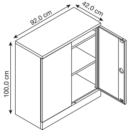 Artikelbild 2 für Gürkan Stahlschrank 109941 lichtgrau 2 Fachböden 92,0 x 42,0 x 100,0 cm, zerlegt, 1 St., Artikelnummer 220691