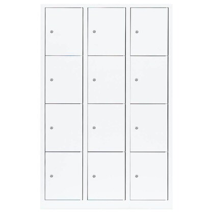 Artikelbild 2 für LÜLLMANN Schließfachschrank signalweiß 523437, 12 Schließfächer 118,5 x 50,0 x 180,0 cm, Artikelnummer 185957