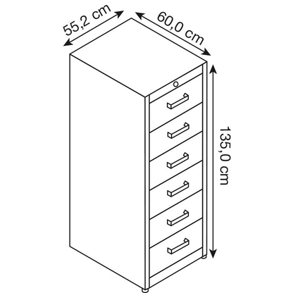 Artikelbild 2 für mauser client entry Karteischrank alu, anthrazitgrau 6 Schubladen 55,2 x 60,0 x 135,0 cm, 1 St., Artikelnummer 259388