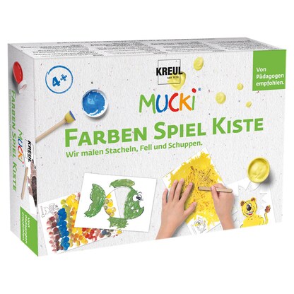 Artikelbild für KREUL MUCKI Wir malen Stacheln, Fell und Schuppen Fingerfarben farbsortiert, 1 Set, Artikelnummer 513628