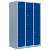 Artikelbild 1 für LÜLLMANN Schließfachschrank enzianblau, lichtgrau 523931, 15 Schließfächer 118,5 x 50,0 x 190,0 cm, Artikelnummer 188827