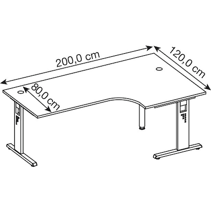 Artikelbild 4 für HAMMERBACHER Gradeo höhenverstellbarer Schreibtisch weiß L-Form, C-Fuß-Gestell silber 200,0 x 80,0/120,0 cm, Artikelnummer 443404