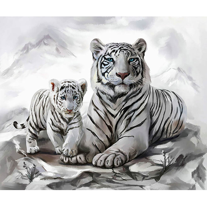 Artikelbild für PRACHT® Creatives Diamond Painting Tigermama mit Jungtier weiß, Artikelnummer 226286