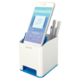 Artikelbild 1 für LEITZ Stiftehalter WOW Duo Colour perlweiß/blau Polystyrol 2 Fächer 9,0 x 10,1 x 10,0 cm, Artikelnummer 313580