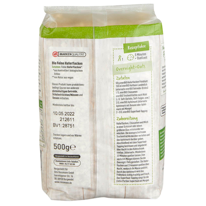 Artikelbild 3 für enerBiO Bio Feinblatt Haferflocken 500,0 g, 1 St., Artikelnummer 510943