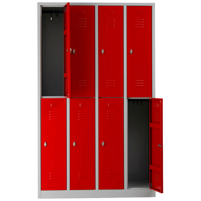 Artikelbild für Gürkan Spind lichtgrau, feuerrot 106318, 8 Schließfächer 117,0 x 50,0 x 195,0 cm, Artikelnummer 562379