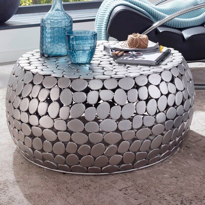 Artikelbild 7 für WOHNLING Couchtisch rund Aluminium silber 66,0 x 66,0 x 32,0 cm, 1 St., Artikelnummer 166617