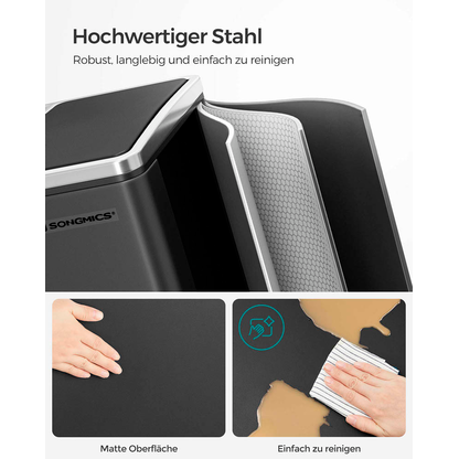 Artikelbild 5 für SONGMICS Mülltrenner 2x 15,0 l schwarz, 1 St., Artikelnummer 291969