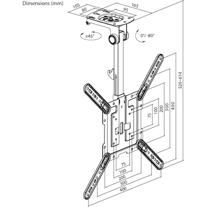 Artikelbild 3 für goobay TV-Deckenhalterung Basic (M) schwarz, Artikelnummer 656086