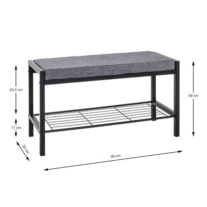 Artikelbild 2 für HAKU Möbel Schuhbank 18519 grau Metall 80,0 cm, Artikelnummer 557252