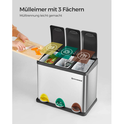 Artikelbild 4 für SONGMICS Mülltrenner 3x 8,0 l edelstahl, 1 St., Artikelnummer 291797