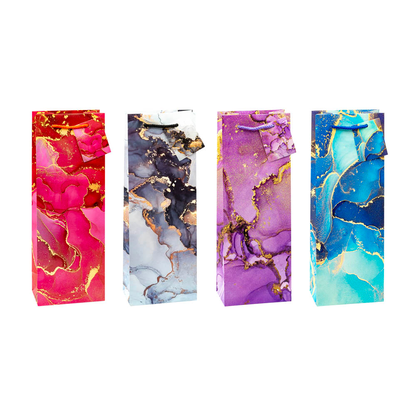 Artikelbild für TSI Geschenktüten für Flaschen MARMOR blau, rot, helllila, dunkellila 12,0 x 36,0 cm, 12 St., Artikelnummer 653109