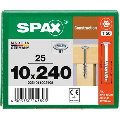 Artikelbild 7 für SPAX® Holzbauschrauben T40 Tellerkopf WIROX 0251011002405 10 mm x 240 mm, 25 St., Artikelnummer 397376