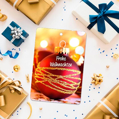 Artikelbild 3 für LUMA Geschenkanhänger mehrfarbig Frohe Weihnachten mit rote Kugel, 10 St., Artikelnummer 141339