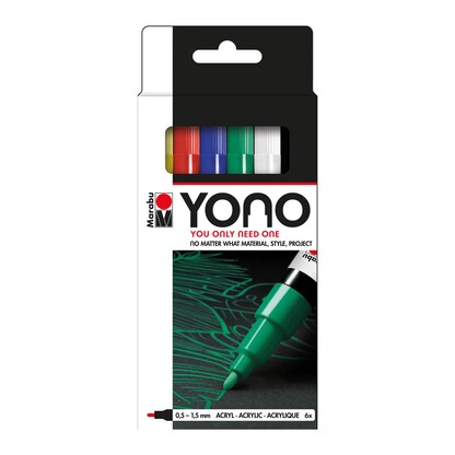 Artikelbild für Marabu YONO Acrylstifte-Set farbsortiert 0,5 - 1,5 mm, 6 St., Artikelnummer 223097