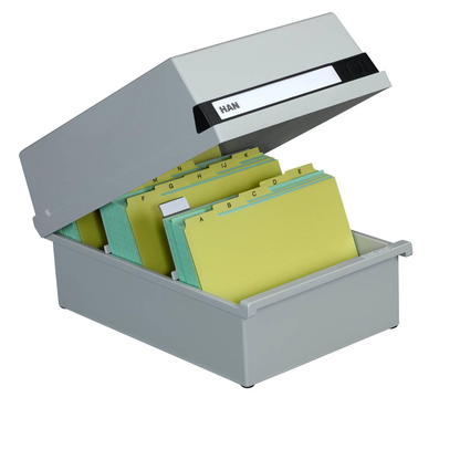 Artikelbild 6 für HAN Karteikasten DIN A5 für 1.300 Karteikarten grau mit Deckel, Artikelnummer 184200