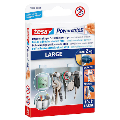 Artikelbild für tesa Powerstrips LARGE Klebestreifen für max. 2,0 kg, 2,0 x 5,0 cm, 10 St., Artikelnummer 569871