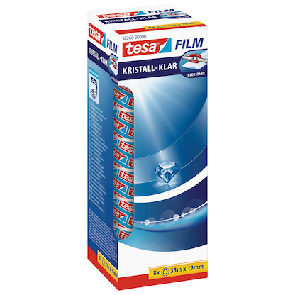 Artikelbild 2 für tesa KRISTALL-KLAR Klebefilm transparent 19,0 mm x 33,0 m 8 Rollen, Artikelnummer 668412