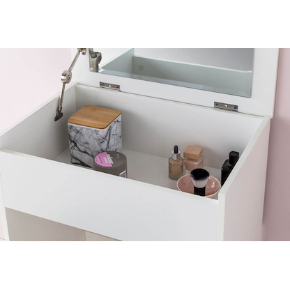 Artikelbild 10 für WOHNLING Schminktisch rechteckig Melamin, Spanplatte weiß 60,0 x 40,0 x 81,0/120,0 cm, 1 St., Artikelnummer 907354