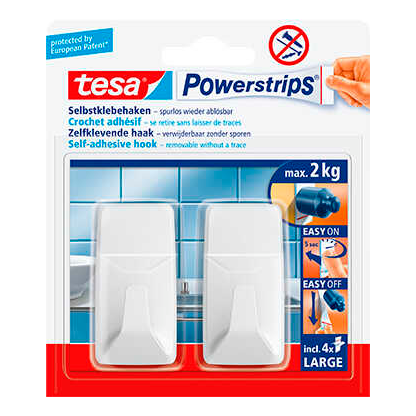 Artikelbild für tesa Eckig Large Klebehaken für max. 2,0 kg, 2,0 x 5,0 cm, 2 St., Artikelnummer 738969