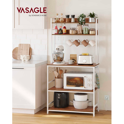 Artikelbild 5 für VASAGLE Küchenregal weiß, walnussbraun 80,0 x 40,0 x 170,0 cm, 1 St., Artikelnummer 759849