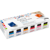 Artikelbild 1 für KREUL Porzellanfarben farbsortiert 6 Gläser à 20 ml in hellblau, kobaltblau, orange, kaminrot, rosa, maigrün, Artikelnummer 153538