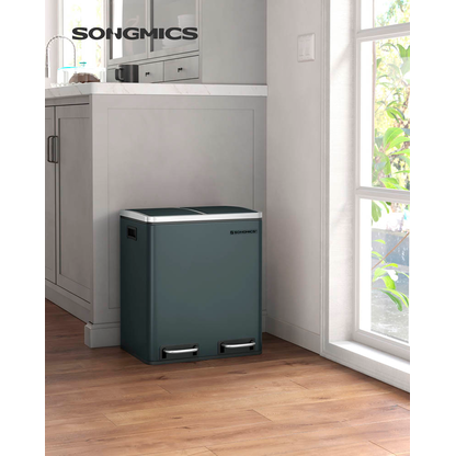 Artikelbild 2 für SONGMICS Mülltrenner 2x 15,0 l grüngrau, 1 St., Artikelnummer 438497