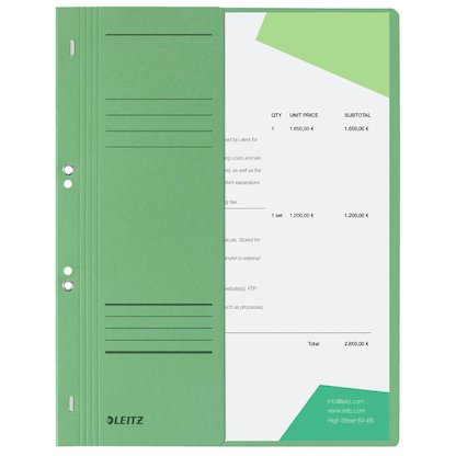 Artikelbild für LEITZ Ösenhefter 3741 Karton grün DIN A4, halber Deckel, 1 St., Artikelnummer 944189