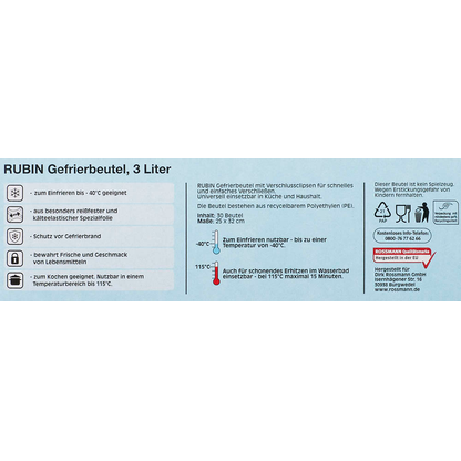 Artikelbild 3 für RUBIN Gefrierbeutel 3,0 l, 30 St., Artikelnummer 534737