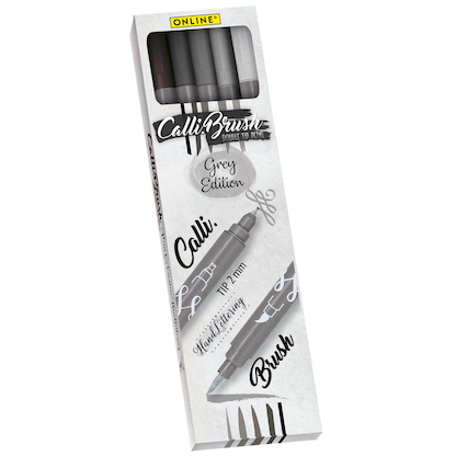Artikelbild für ONLINE® Calli.Brush Double Grey Brush-Pens farbsortiert, 5 St., Artikelnummer 598203