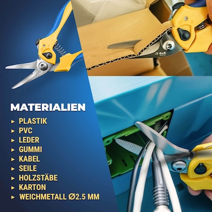 Artikelbild 6 für S&R Schere Allround blau, gelb 205,0 mm, Artikelnummer 390389