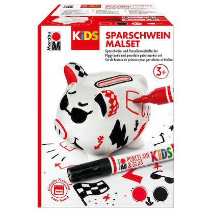 Artikelbild für Marabu Sparschwein Malset Porzellanstifte farbsortiert 1,0 - 3,0 mm, 1 Set, Artikelnummer 399937