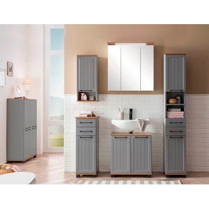 Artikelbild 5 für MÖBELPARTNER Bad-Hängeschrank Jelda 154165 platingrau, eiche-landhaus 30,3 x 32,6 x 180,9 cm, Artikelnummer 172237