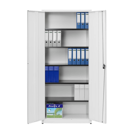 Artikelbild 5 für mauser Stahlschrank entero BF4/22 STG 9010/9010 reinweiß 5 Fachböden 95,0 x 42,0 x 220,0 cm, aufgebaut, 1 St., Artikelnummer 260005