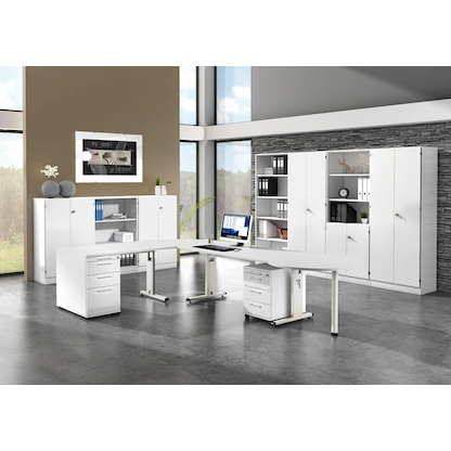 Artikelbild 3 für HAMMERBACHER Anbautisch höhenverstellbar Gradeo weiß, weiß halbrund 60,0 x 80,0 x 65,5 - 82,5 cm, Artikelnummer 463131