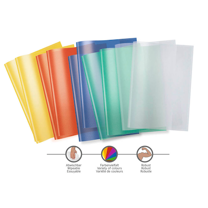 Artikelbild 2 für 10 HERMA Heftumschläge transparent farbsortiert Kunststoff DIN A5, Artikelnummer 757353