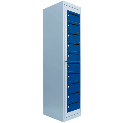 Artikelbild 2 für LÜLLMANN Schließfachschrank enzianblau, lichtgrau 526411, 10 Schließfächer 40,0 x 50,0 x 180,0 cm, Artikelnummer 186548